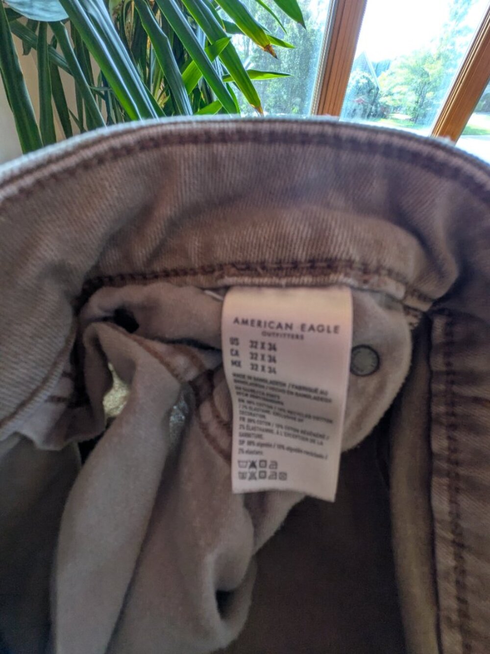 American eagle airflex tan size 32X34 jeans men athletic fit casual #752 - Picture 7 of 7